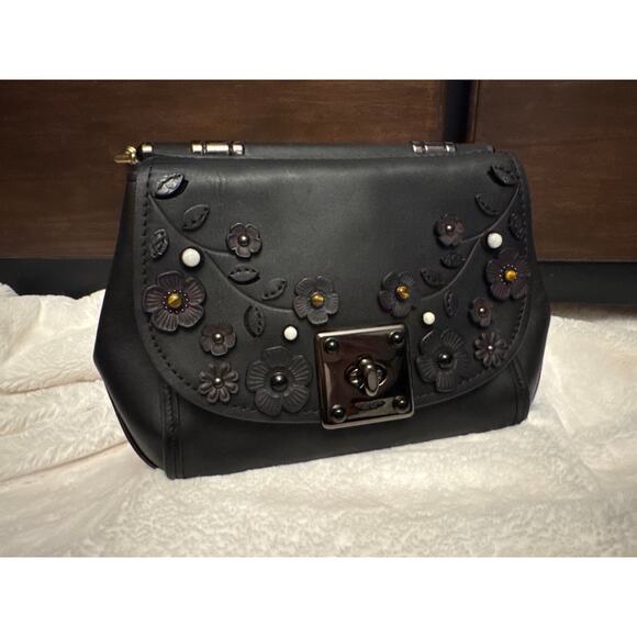 Coach Black Cherry Tea Rose Top Handle Bag Deep plum / Oxblood Leather - Picture 11 of 11